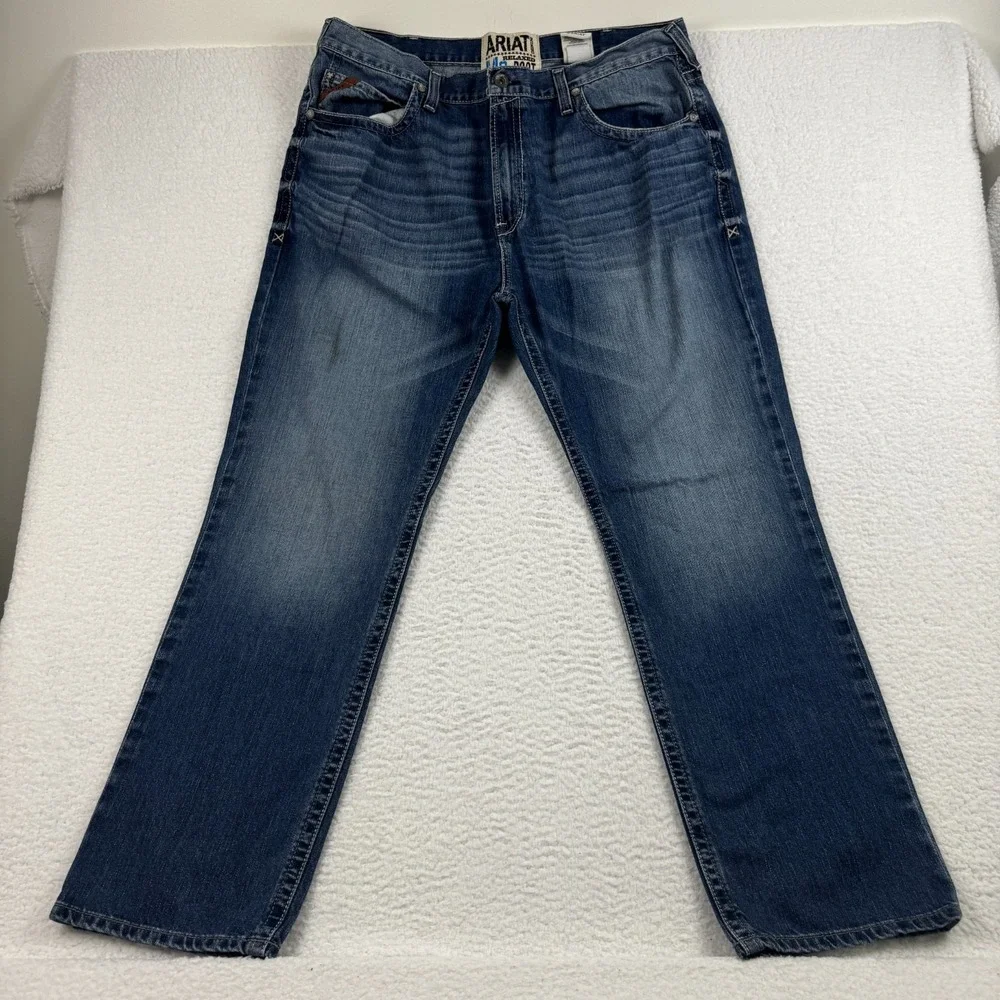 Ariat M2 Bootcut Jeans Mens 42x34 Blue Denim 5 Pockets High Rise Relaxed Fit
